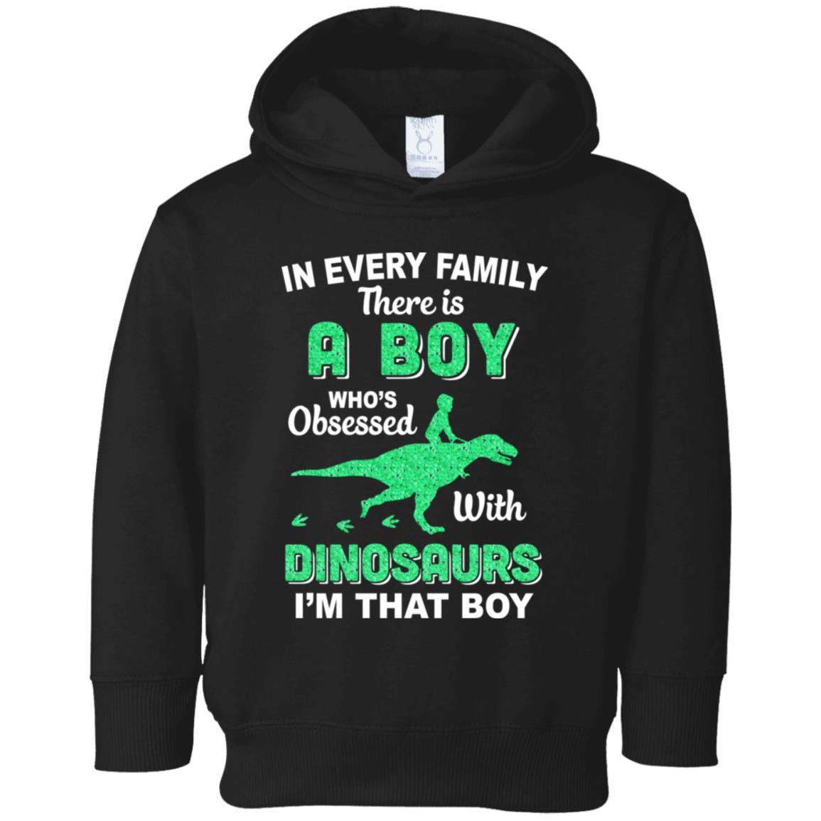 A Boy Who's Obsessed With Dinosaurs I Am That Boy Kids Youth-Youth Shirt-Toddler Fleece Hoodie-Black