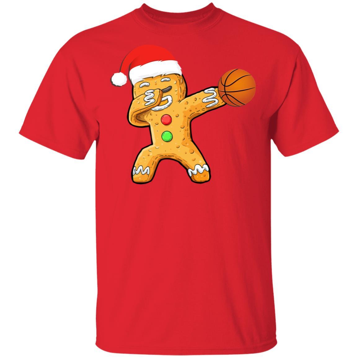 Dabbing Gingerbread Santa Basketball Christmas Pajama Gifts-T-Shirt & Sweatshirt-Classic T-Shirt-Red