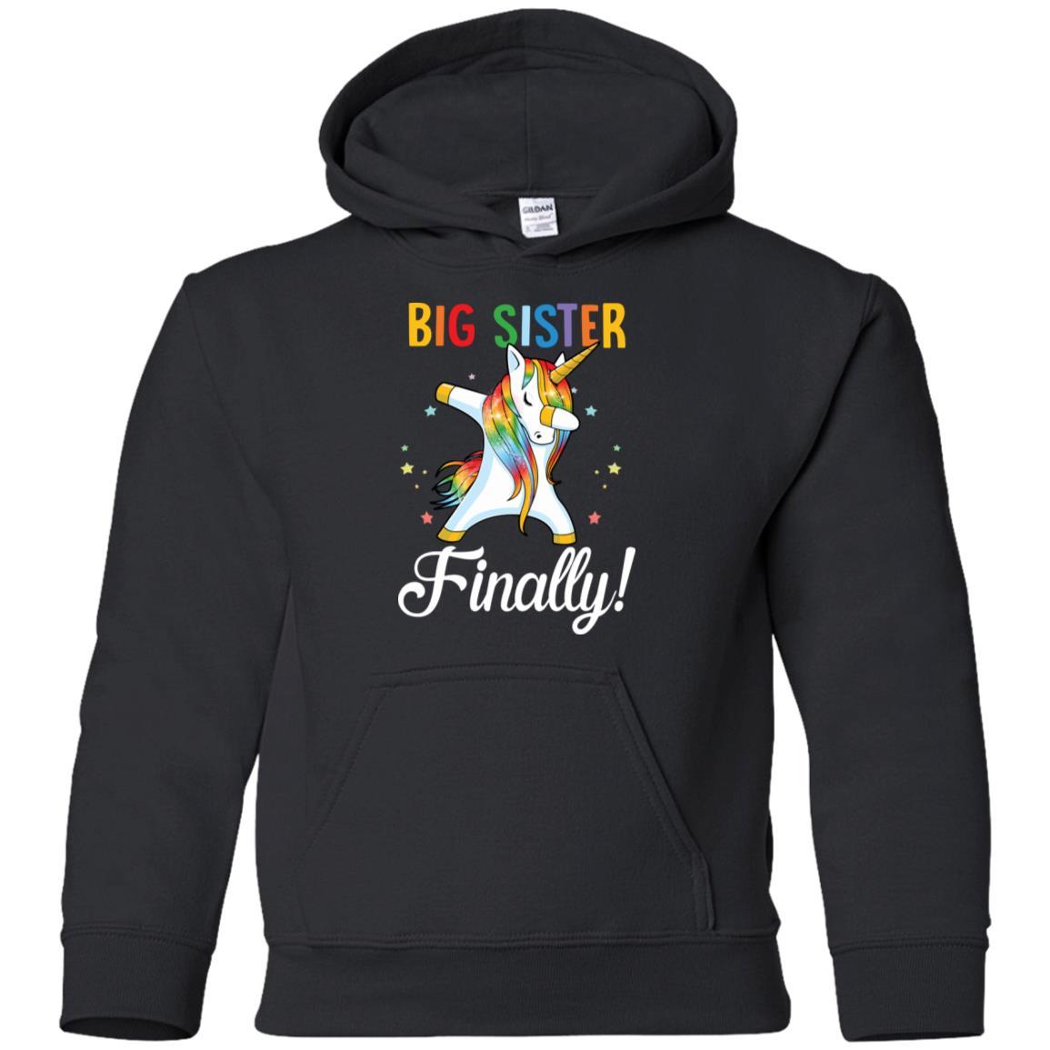 Big Sister Finally Unicorn For Girl Youth-Youth Shirt-Youth Pullover Hoodie-Black
