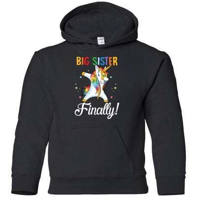 Big Sister Finally Unicorn For Girl Youth-Youth Shirt-Youth Pullover Hoodie-Black