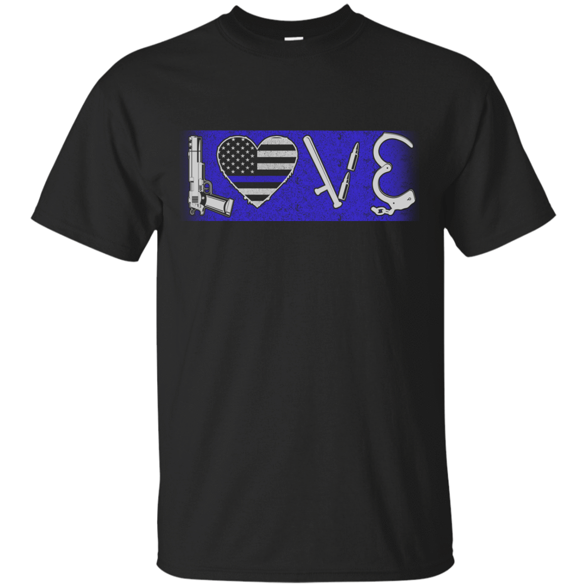 LOVE Thin Blue Line Police Officer-T-Shirt & Hoodie-Classic T-Shirt-Black