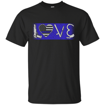 LOVE Thin Blue Line Police Officer-T-Shirt & Hoodie-Classic T-Shirt-Black