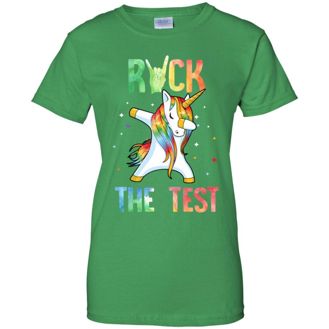 Rock The Test Funny School Unicorn Professor Teacher-T-Shirt & Hoodie-Women's T-Shirt-Irish Green
