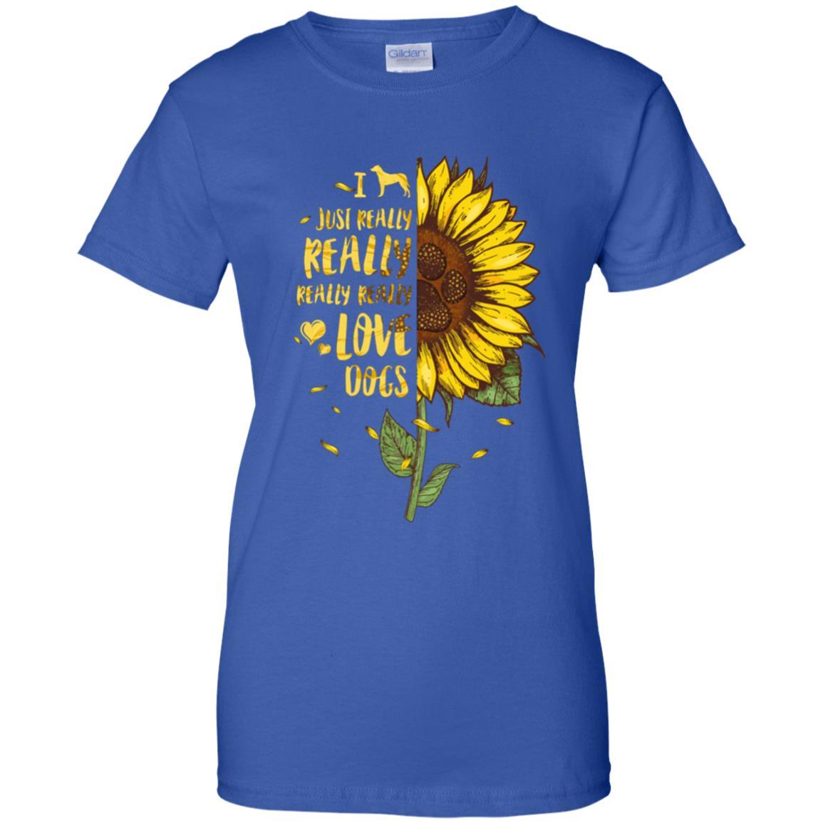 I Just Really Really Love Dogs Sunflower-T-Shirt & Tank Top-Women's T-Shirt-Royal