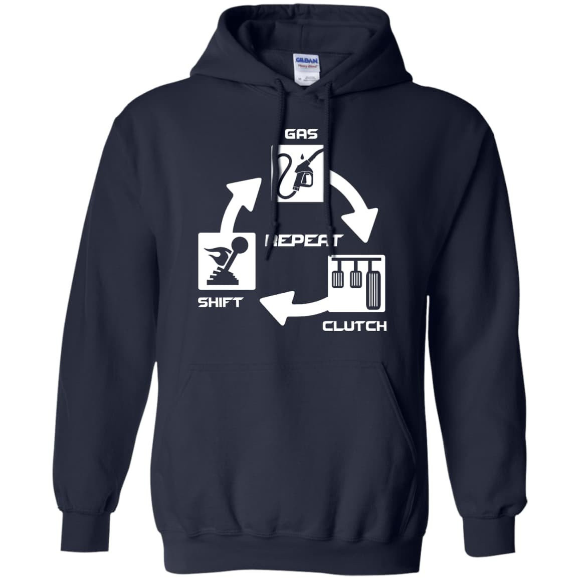 Gas Clutch Shift Repeat-T-Shirt & Hoodie-Pullover Hoodie-Navy