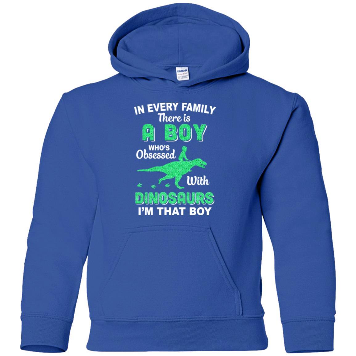 A Boy Who's Obsessed With Dinosaurs I Am That Boy Kids Youth-Youth Shirt-Youth Pullover Hoodie-Royal