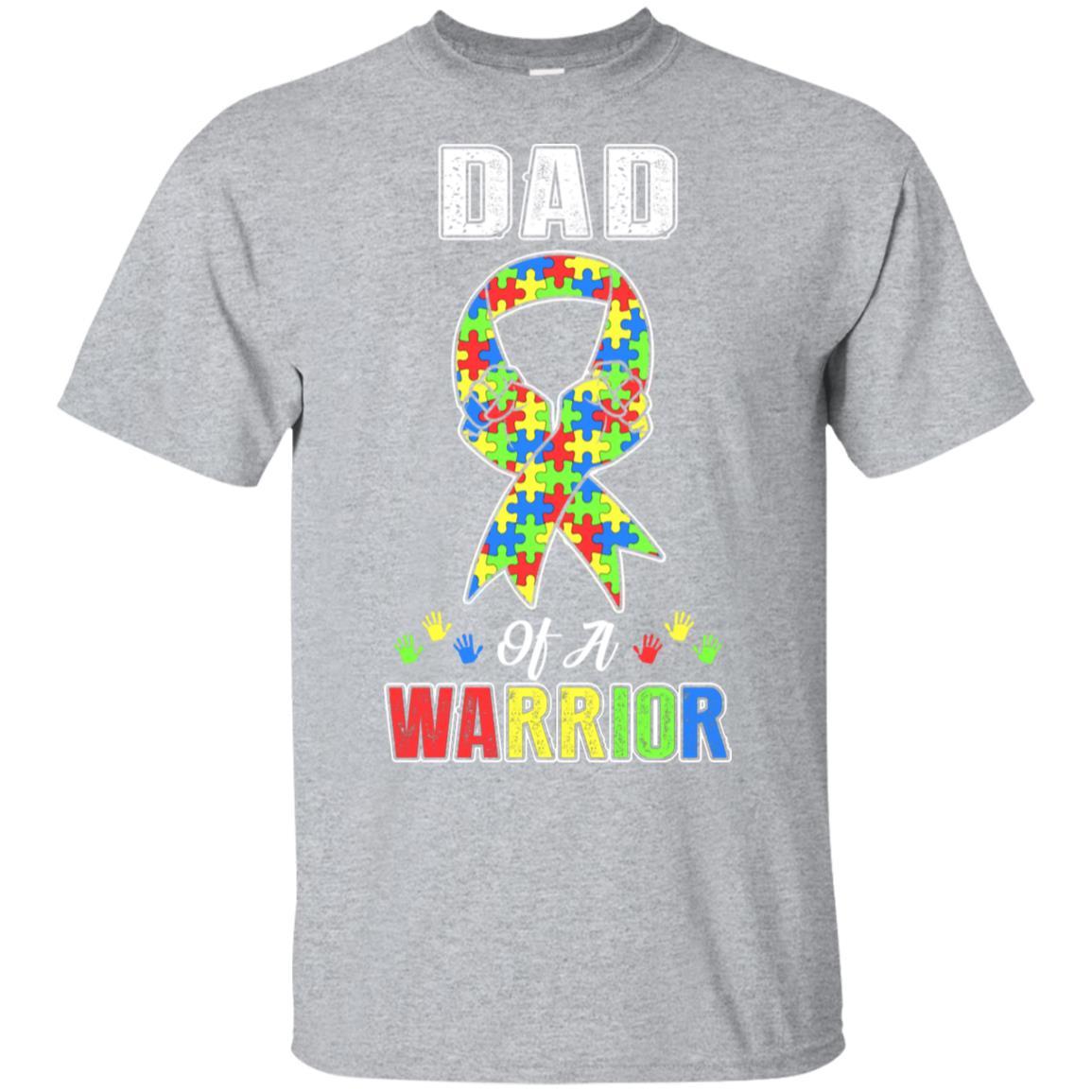 Dad Of A Warrior Support Autism Awareness Gift-T-Shirt & Hoodie-Classic T-Shirt-Sport Grey