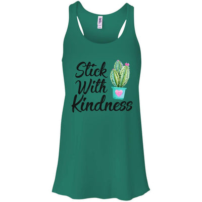 Stick With Kindness Teacher Students Gift-T-Shirt & Hoodie-Women's Flowy Racerback Tank-Kelly Green