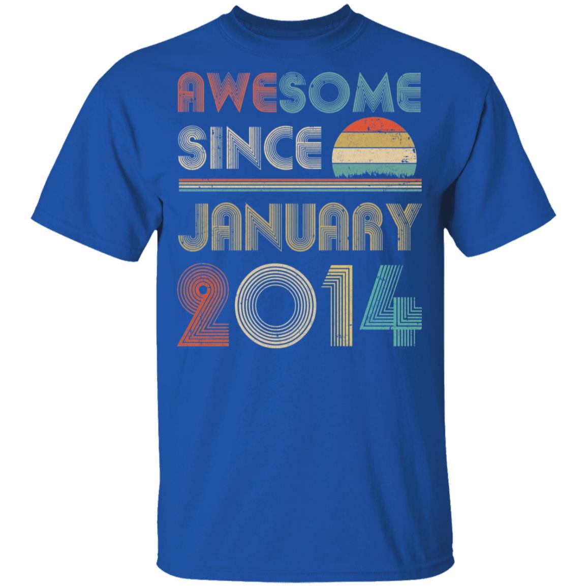 Awesome Since January 2014 Vintage 7th Birthday Gifts Youth-Youth Shirt-Youth T-Shirt-Royal