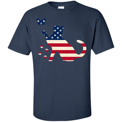 Meowica Cat American Flag 4th of July-T-Shirt & Hoodie-Classic T-Shirt-Navy