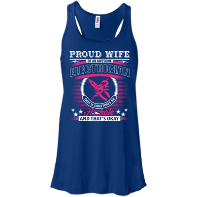 Proud Wife Of An Awesome Electrician-T-Shirt & Hoodie-Women's Flowy Racerback Tank-True Royal