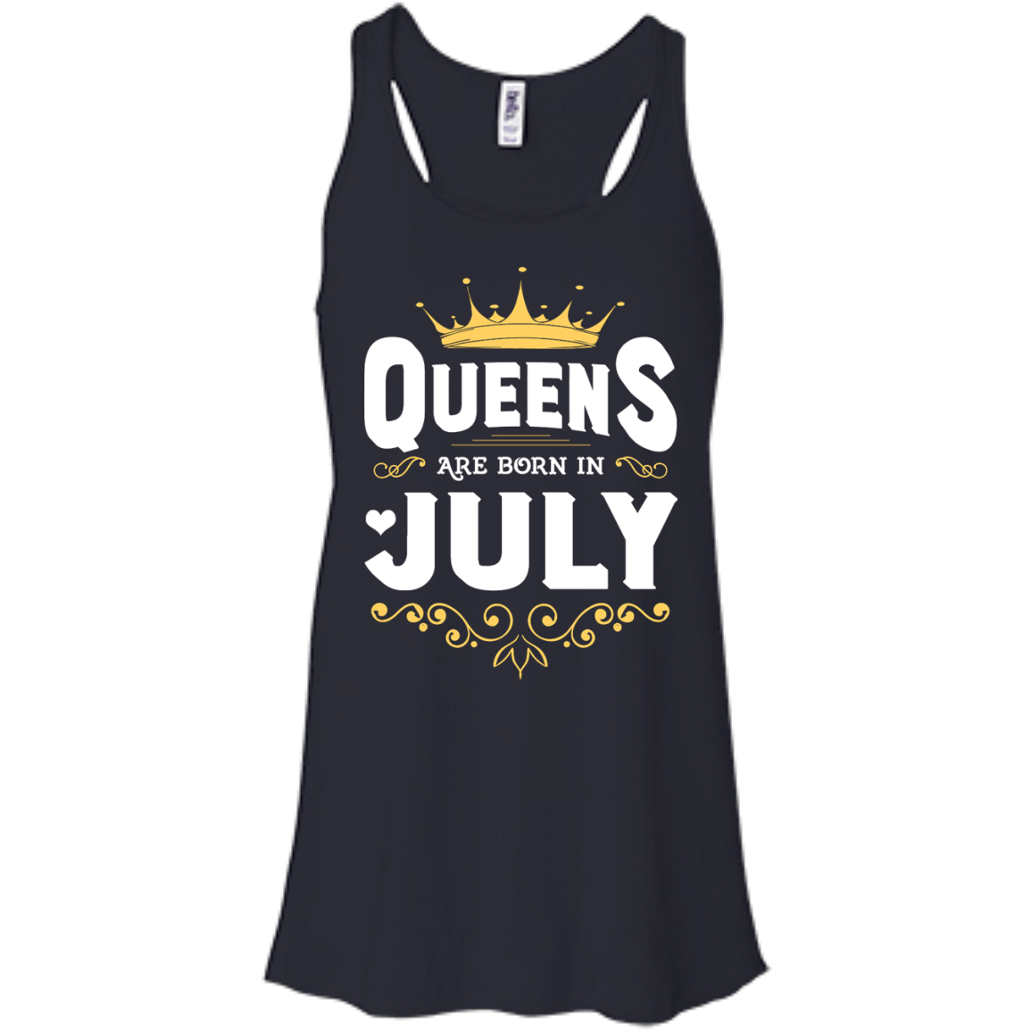 Queens Are Born In July-T-Shirt & Hoodie-Women's Flowy Racerback Tank-Midnight