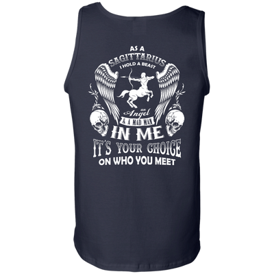 As A Sagittarius I Hold A Beast An Angel A Madman In Me-T-Shirt & Hoodie-Unisex Tank-Navy