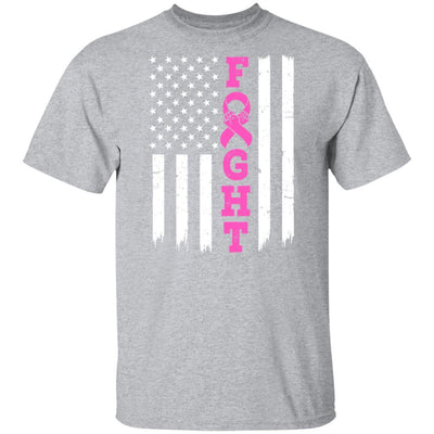 Breast Cancer Awareness American Flag Distressed-T-Shirt & Hoodie-Classic T-Shirt-Sport Grey