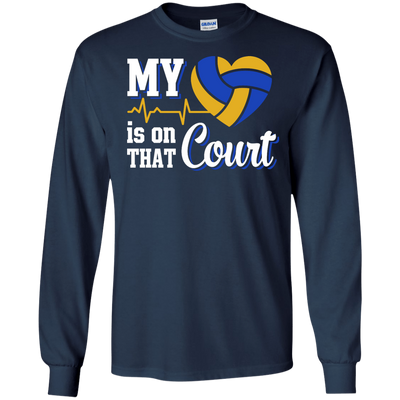 My Heart Is On That Court Volleyball T Shirt-T-Shirt & Hoodie-Long Sleeve T-Shirt-Navy