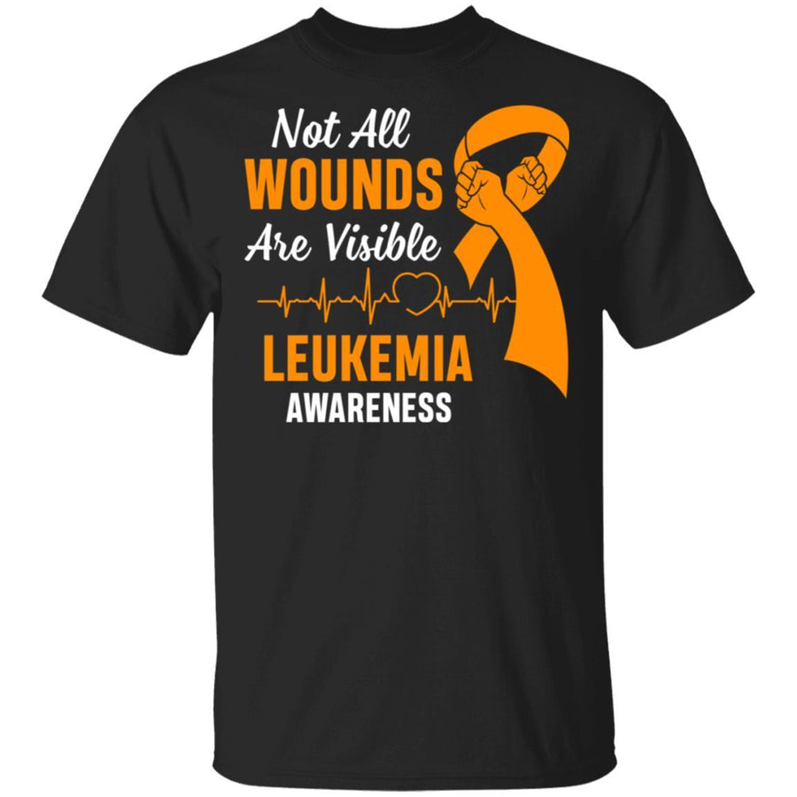 Leukemia Awareness Orange Not All Wounds Are Visible-T-Shirt & Hoodie-Classic T-Shirt-Black