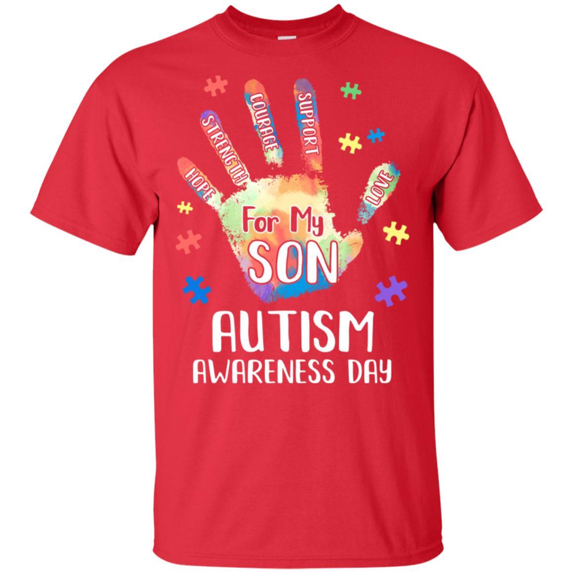 Support Autism Awareness For My Son Puzzle Gift-T-Shirt & Hoodie-Classic T-Shirt-Red
