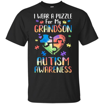 I Wear A Puzzle For My Grandson Autism Awareness-T-Shirt & Hoodie-Classic T-Shirt-Black