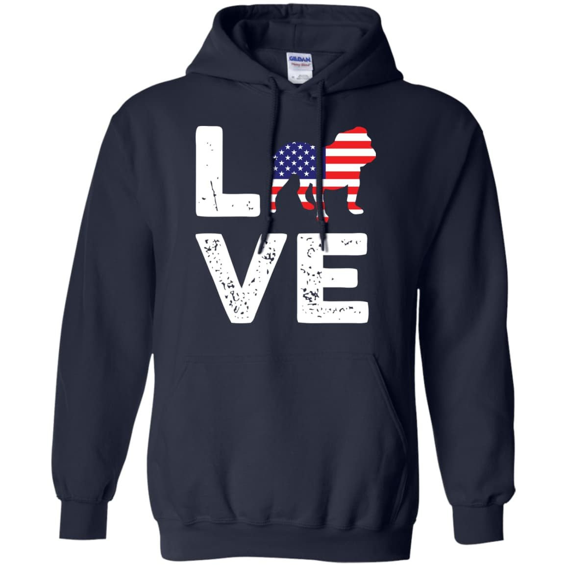American Flag Dog Pitbull Love-T-Shirt & Hoodie-Pullover Hoodie-Navy