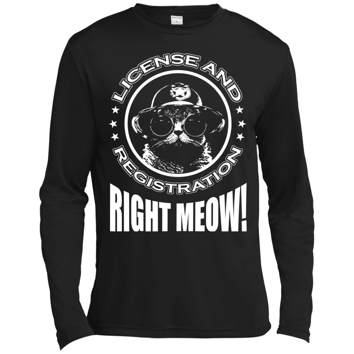 License And Registration Meow-T-Shirt & Hoodie-Long Sleeve T-Shirt-Black