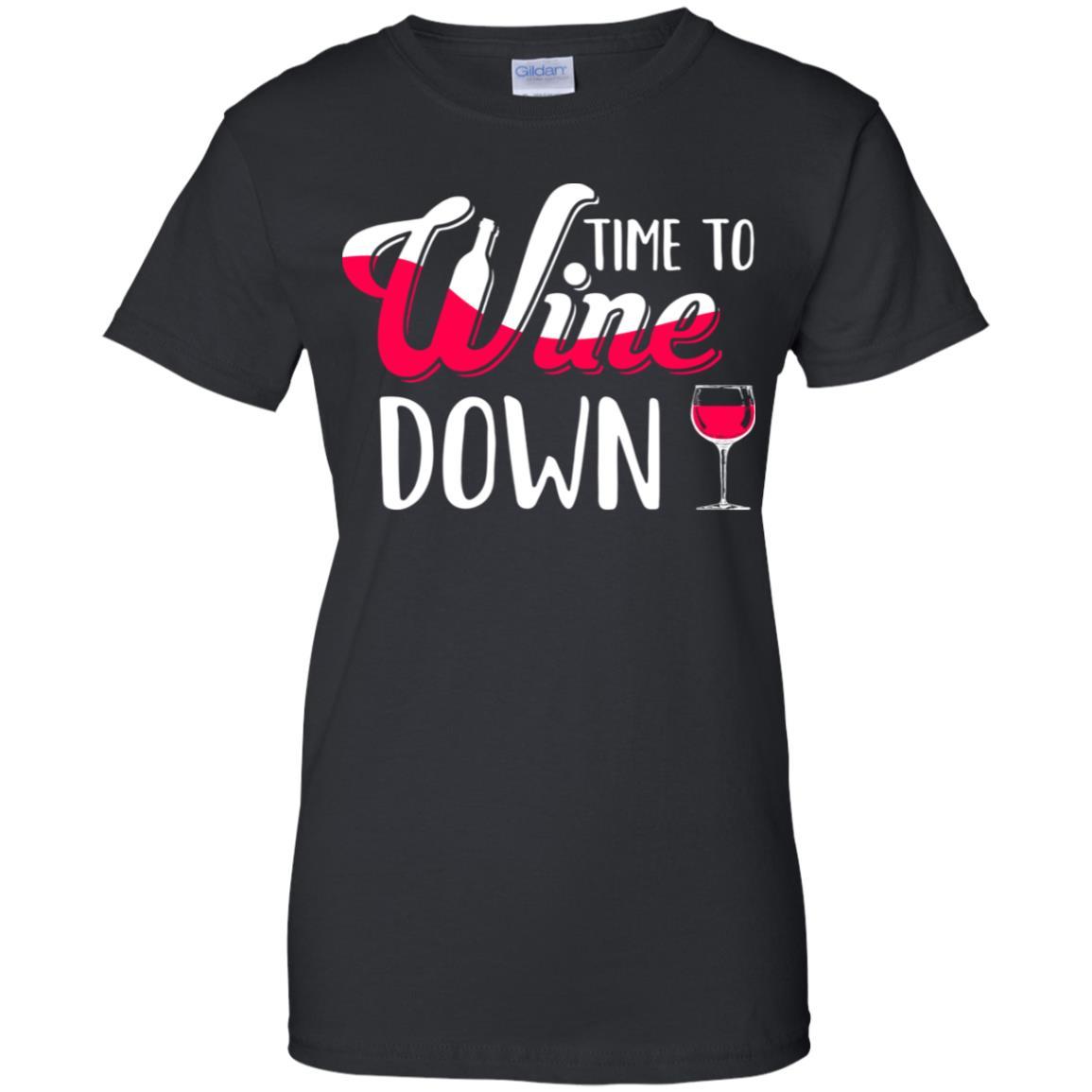 Time To Wine Down Funny Drinking Wine-T-Shirt & Tank Top-Women's T-Shirt-Black