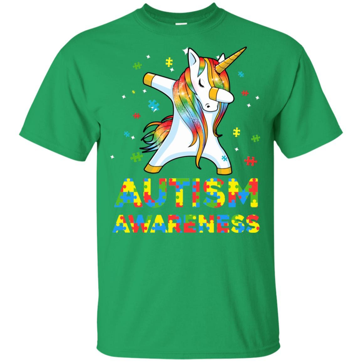 Dabbing Unicorn Puzzle Autism Awareness For Girls Youth-Youth Shirt-Youth T-Shirt-Irish Green