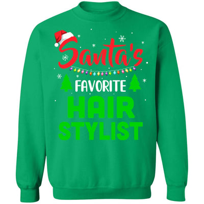Santa's Favorite Hair stylist Funny Christmas Xmas Gifts-T-Shirt & Sweatshirt-Crewneck Sweatshirt-Irish Green