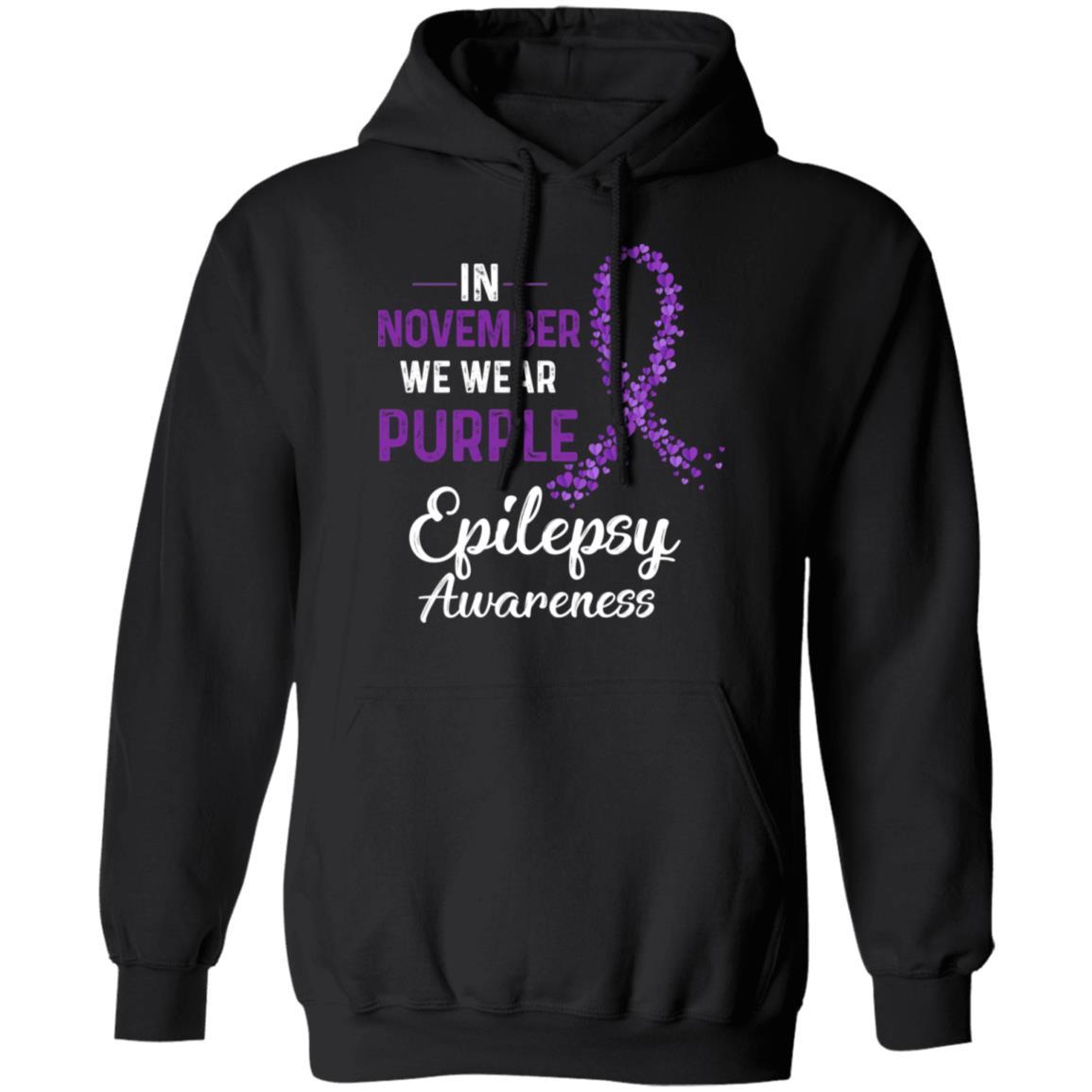 In November We Wear Purple Epilepsy Awareness-T-Shirt & Hoodie-Pullover Hoodie-Black