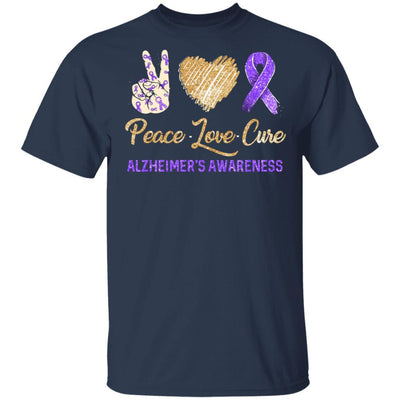 Peace Love Cure Alzheimer's Awareness-T-Shirt & Hoodie-Classic T-Shirt-Navy