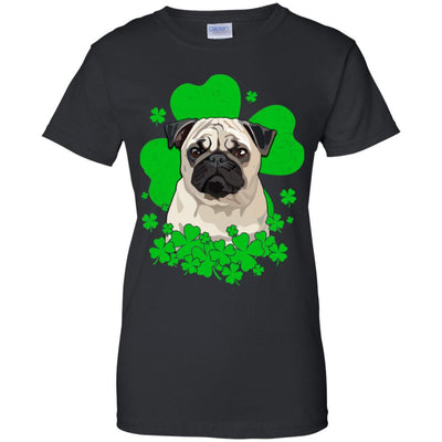 Pug St. Patrick's Day Clovers-T-Shirt & Hoodie-Women's T-Shirt-Black