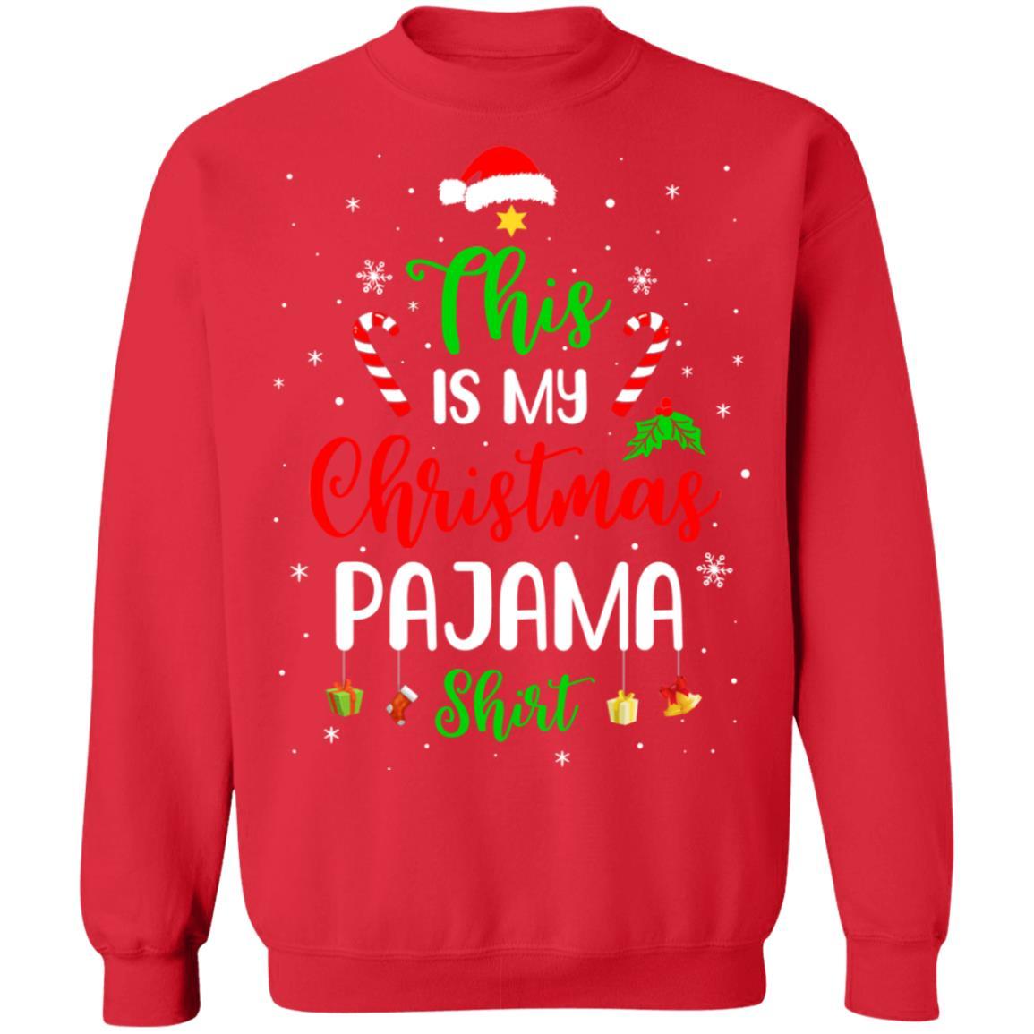 This Is My Christmas Pajama Funny Christmas-T-Shirt & Sweatshirt-Crewneck Sweatshirt-Red