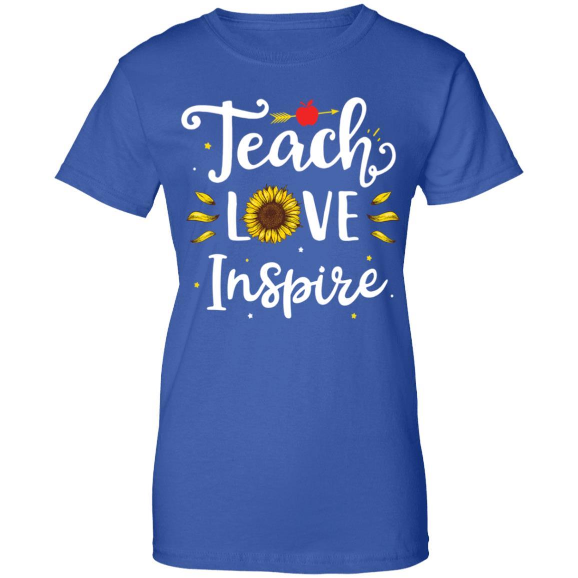 Teach Love And Inspire Teacher Sunflower-T-Shirt & Hoodie-Women's T-Shirt-Royal