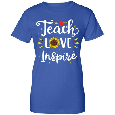 Teach Love And Inspire Teacher Sunflower-T-Shirt & Hoodie-Women's T-Shirt-Royal