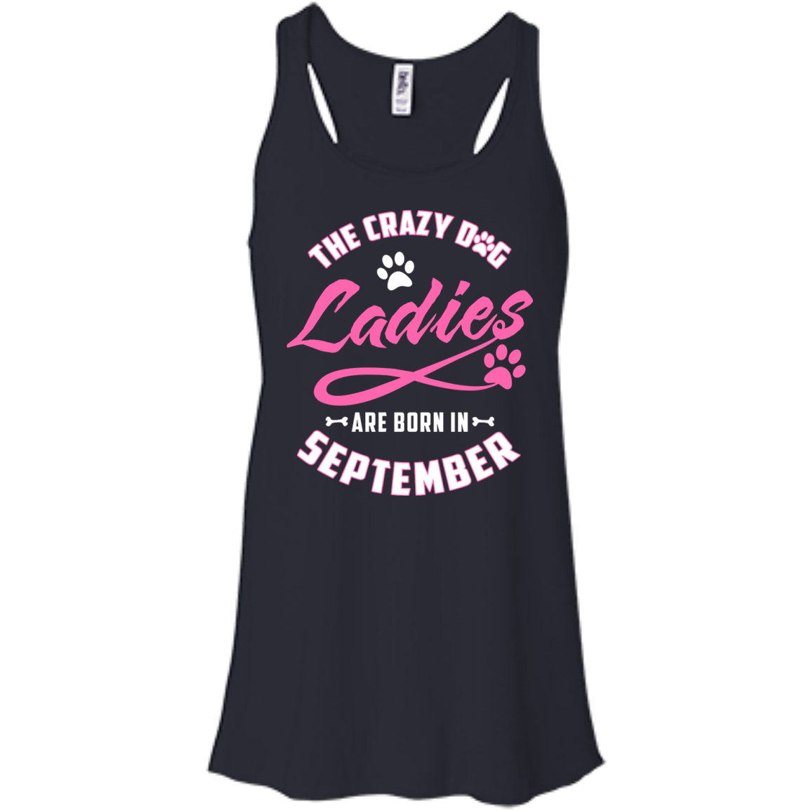 The Crazy Dog Ladies Are Born In September-T-Shirt & Hoodie-Women's Flowy Racerback Tank-Midnight