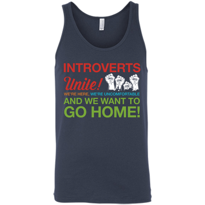Introverts Unite We're Here We're Uncomfortable-T-Shirt & Hoodie-Unisex Tank-Navy