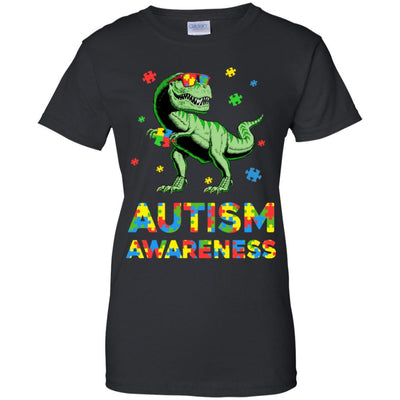 Dinosaur Puzzle Autism Awareness For Boys Girls-T-Shirt & Hoodie-Women's T-Shirt-Black