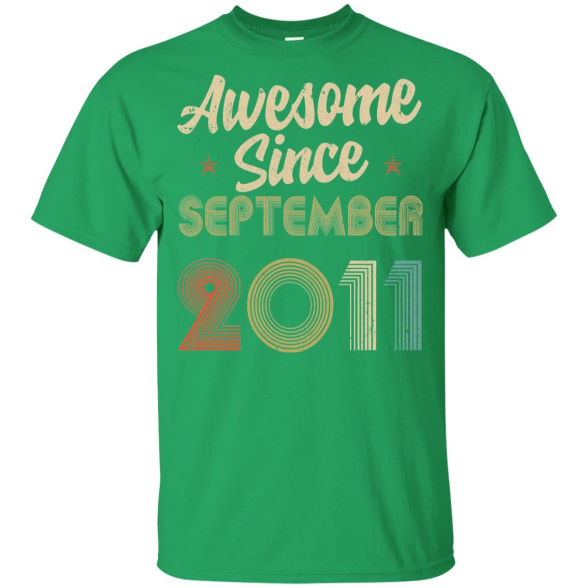 Awesome Since September 2011 Vintage 10th Birthday Gifts Youth-Youth Shirt-Youth T-Shirt-Irish Green