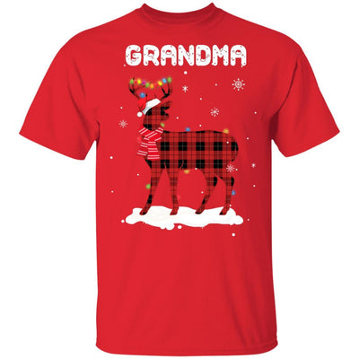 Grandma Deer Red Plaid Christmas Family Matching Pajamas-T-Shirt & Sweatshirt-Classic T-Shirt-Red
