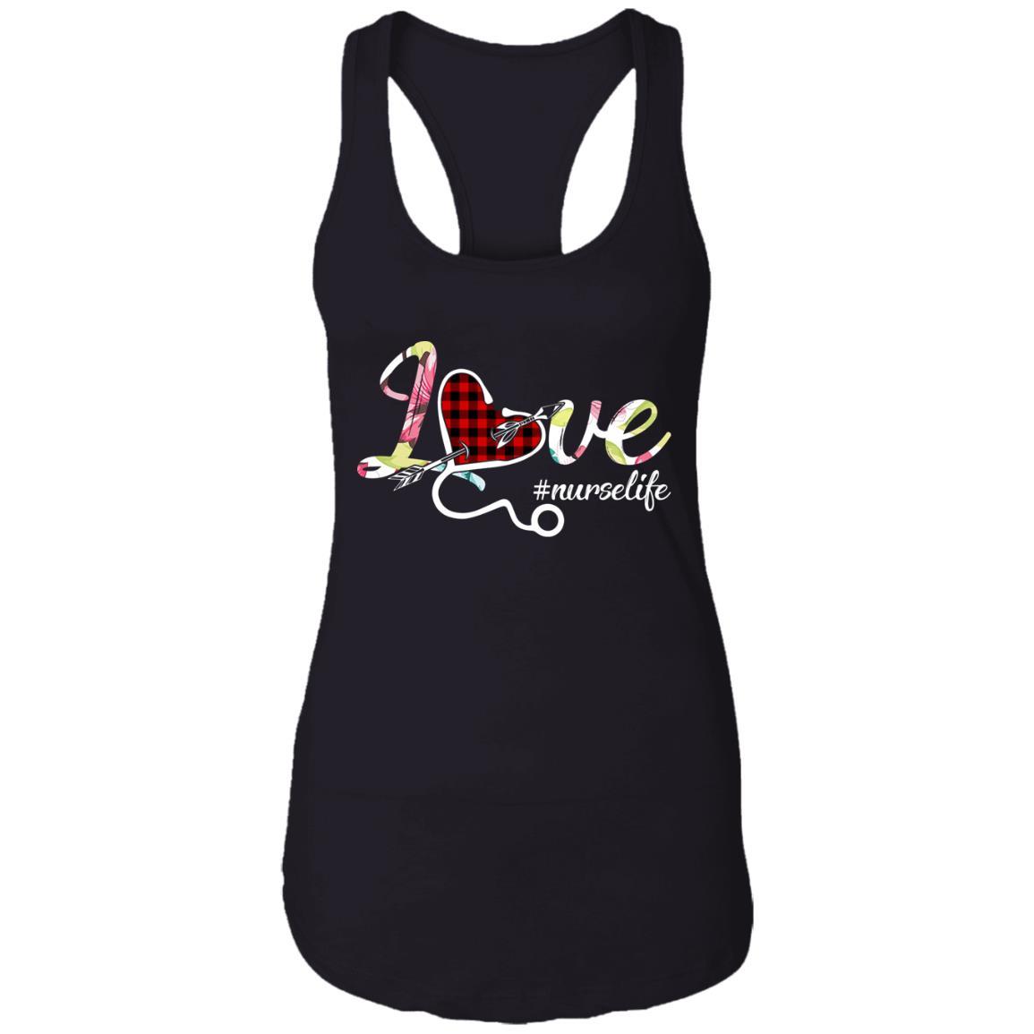 Funny Nurse Life Love Nursing Birthday Gift Idea-T-Shirt & Tank Top-Women's Ideal Racerback Tank-Black