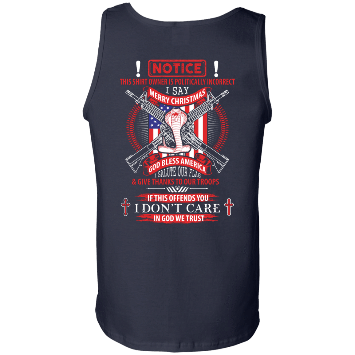 I Am Politically Incorrect I Say Merry Christmas God Bless America-T-Shirt & Hoodie-Unisex Tank-Navy