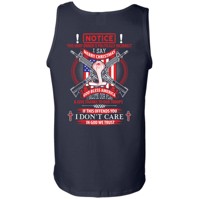 I Am Politically Incorrect I Say Merry Christmas God Bless America-T-Shirt & Hoodie-Unisex Tank-Navy