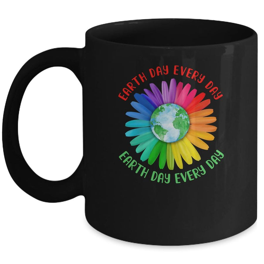 Earth Day Every Day Hippie Tie Dye Sunflower Mug-Coffee Mug-Mug-Black