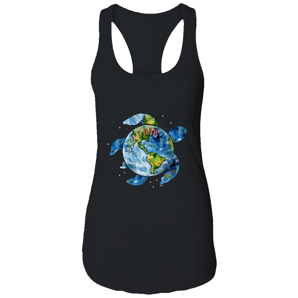 Earth Day Restore Earth Sea Turtle Art Save The Planet-T-Shirt & Tank Top-Women's Ideal Racerback Tank-Black