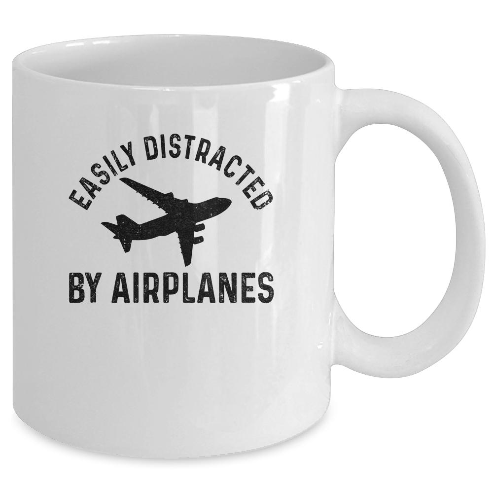 Easily Distracted By Airplanes Funny Pilot Flying Mug-Coffee Mug-