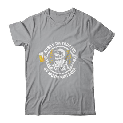 Easily Distracted By Music And Beer Skeleton-T-Shirt & Tank Top-Classic T-Shirt-Sport Grey