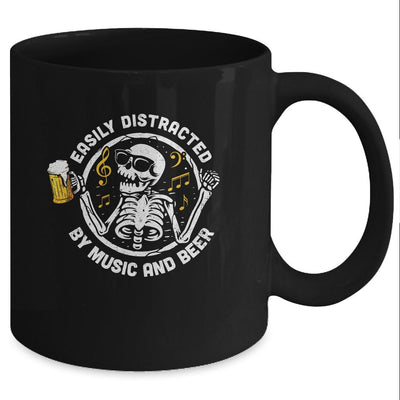 Easily Distracted By Music And Beer Skeleton Mug-Coffee Mug-Mug-Black