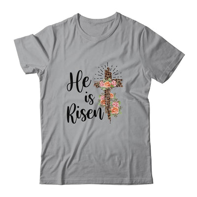 Easter Day For Christian Teen Girls Mom He Is Risen Leopard-T-Shirt & Hoodie-Classic T-Shirt-Sport Grey