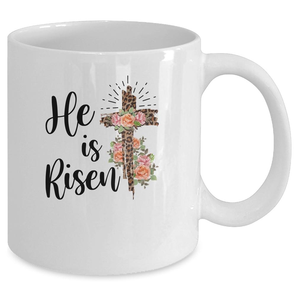 Easter Day For Christian Teen Girls Mom He Is Risen Leopard Mug-Coffee Mug-