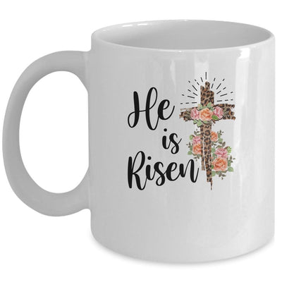 Easter Day For Christian Teen Girls Mom He Is Risen Leopard Mug-Coffee Mug-Mug-White