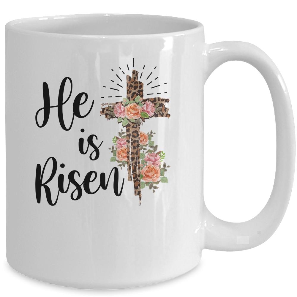Easter Day For Christian Teen Girls Mom He Is Risen Leopard Mug-Coffee Mug-